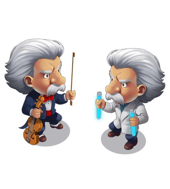 Both Einsteins from the future and the past.
